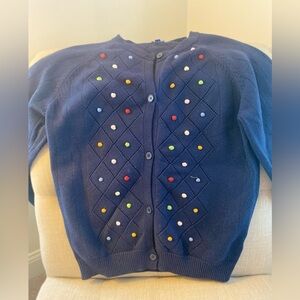 Maison Me, Pom Pom Cardigan, Navy w/Multicolors, Rayon Blend, Medium